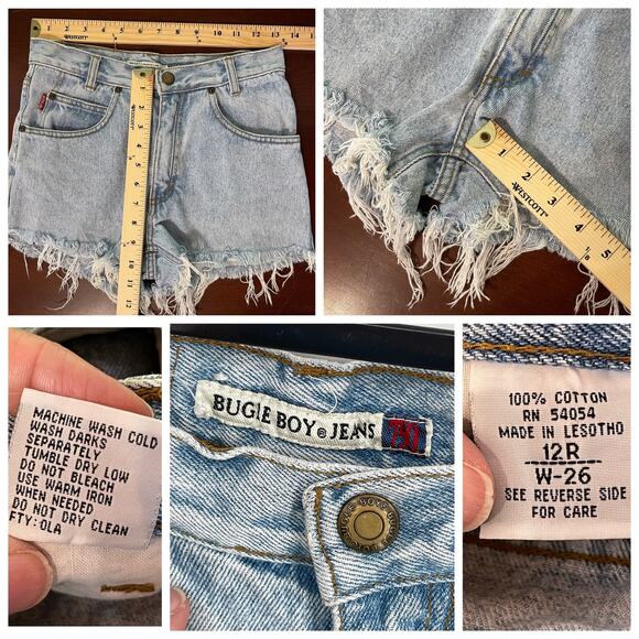 Bugle Boy Jeans 750 VINTAGE Shorts Womens Sz 12R / 26 Blue Faded Cutoff Denim - Picture 7 of 7